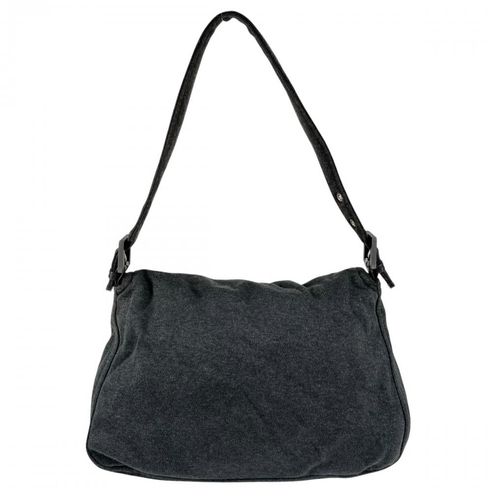 FENDI フェンディ ショルダーバッグ マンマバゲット ワンショルダー 26325 コットンジャージー グレー ブラック×シルバー金具 レディース【中古品】