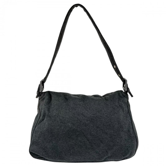 FENDI フェンディ ショルダーバッグ マンマバゲット ワンショルダー 26325 コットンジャージー グレー ブラック×シルバー金具 レディース【中古品】