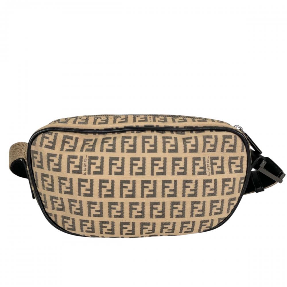 FENDI フェンディ ショルダーバッグ ズッキーノ ミニマル 8BR324 キャンバス レザー ブラウン 茶 シルバー金具 レディース【中古品】