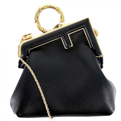 FENDI フェンディ ショルダーバッグ ナノ ファースト チャーム チェーンショルダー ミニバッグ 7AS051 レザー ブラック 黒 ゴールド金具 レディース【中古品】