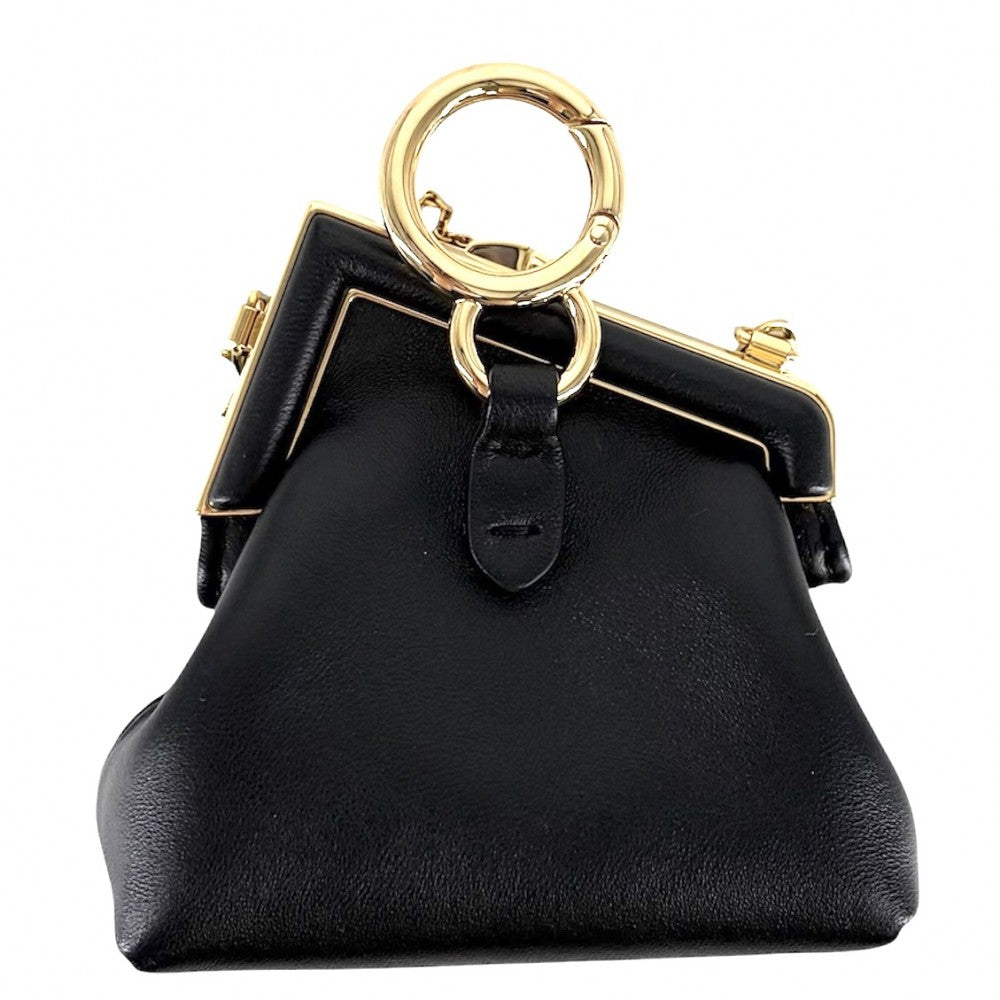 FENDI フェンディ ショルダーバッグ ナノ ファースト チャーム チェーンショルダー ミニバッグ 7AS051 レザー ブラック 黒 ゴールド金具 レディース【中古品】