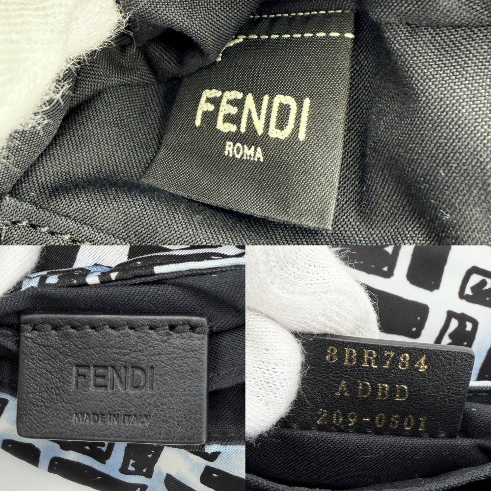 FENDI フェンディ 2WAY ズッカ ショルダーバッグ ボディバッグ Joshua Vides ジョシュアヴィーダスコラボ 8BR784 ナイロン ブルー 青 ブラック 黒 ゴールド金具 ユニセックス【中古品】