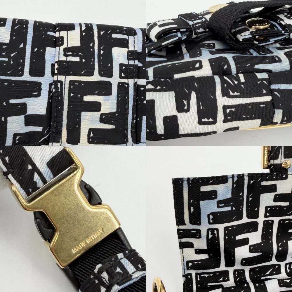 FENDI フェンディ 2WAY ズッカ ショルダーバッグ ボディバッグ Joshua Vides ジョシュアヴィーダスコラボ 8BR784 ナイロン ブルー 青 ブラック 黒 ゴールド金具 ユニセックス【中古品】