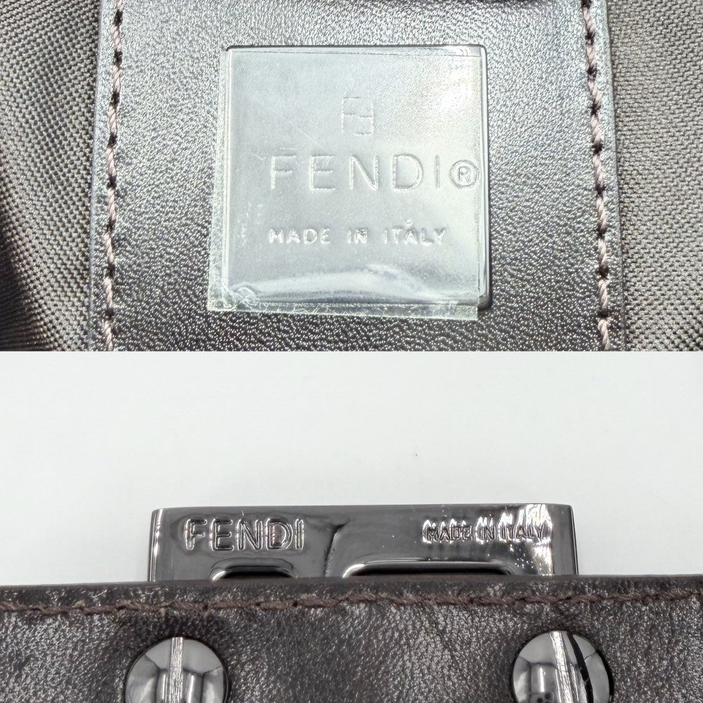 FENDI フェンディ トートバッグ ズッカ ハンドバッグ キャンバス レザー ブラウン 茶 シルバー金具 レディース【中古品】