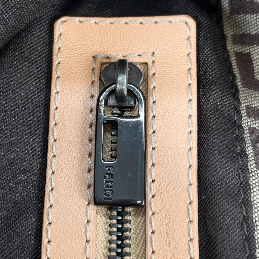 FENDI フェンディ ハンドバッグ マンマバケット ズッキーノ ワンショルダー 8BR001 キャンバス レザー ブラウン 茶 シルバー金具 レディース【中古品】