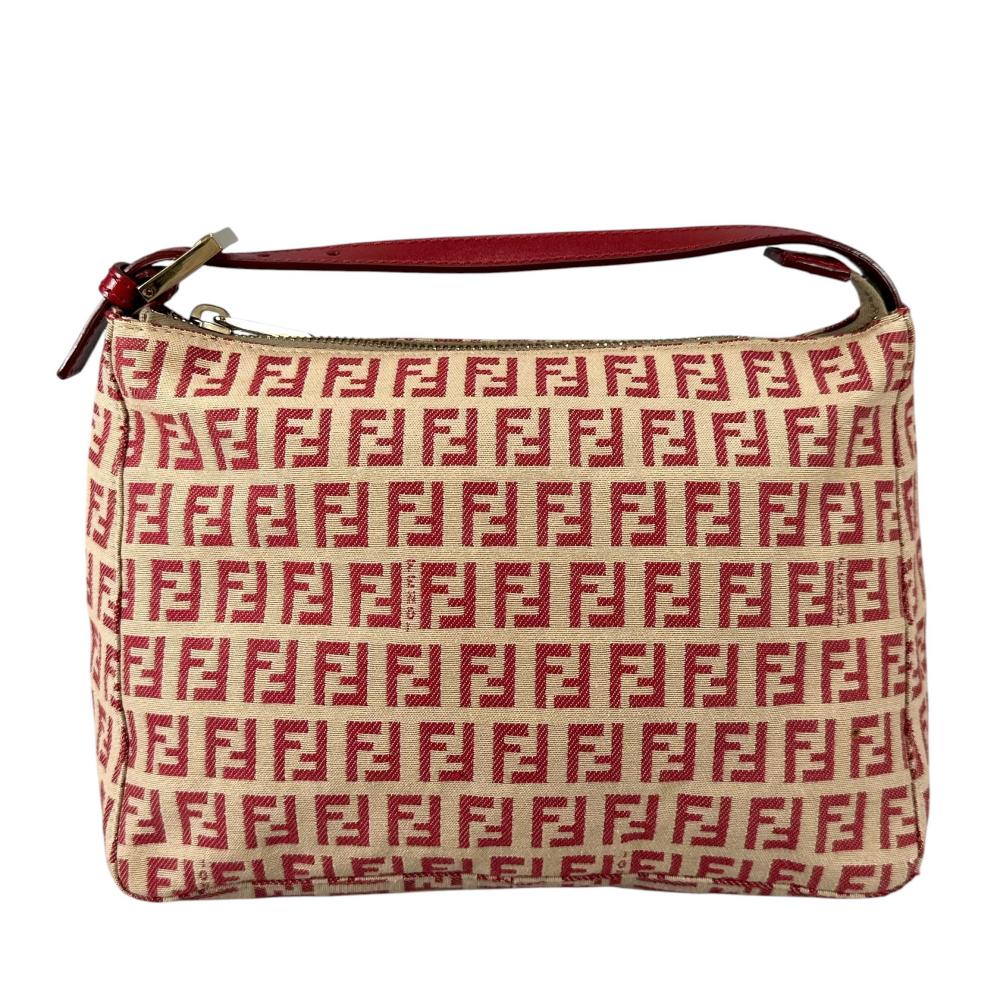 FENDI フェンディ ハンドバッグ ズッキーノ FFロゴ 8N0005 ナイロン レッド 赤 ゴールド金具 レディース【中古品】