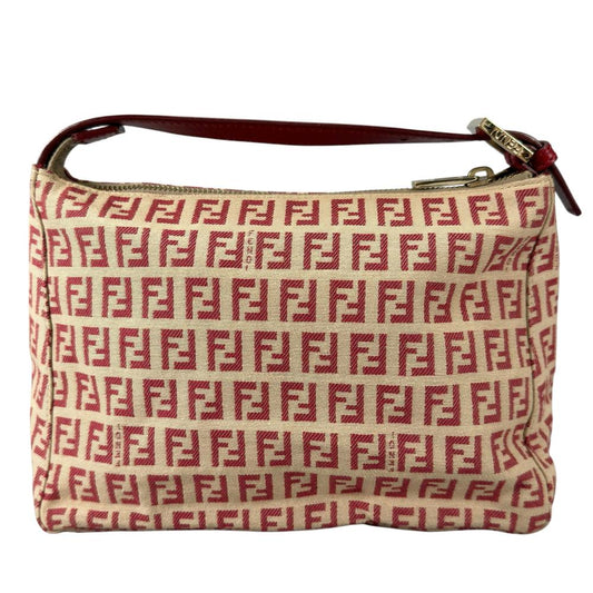 FENDI フェンディ ハンドバッグ ズッキーノ FFロゴ 8N0005 ナイロン レッド 赤 ゴールド金具 レディース【中古品】