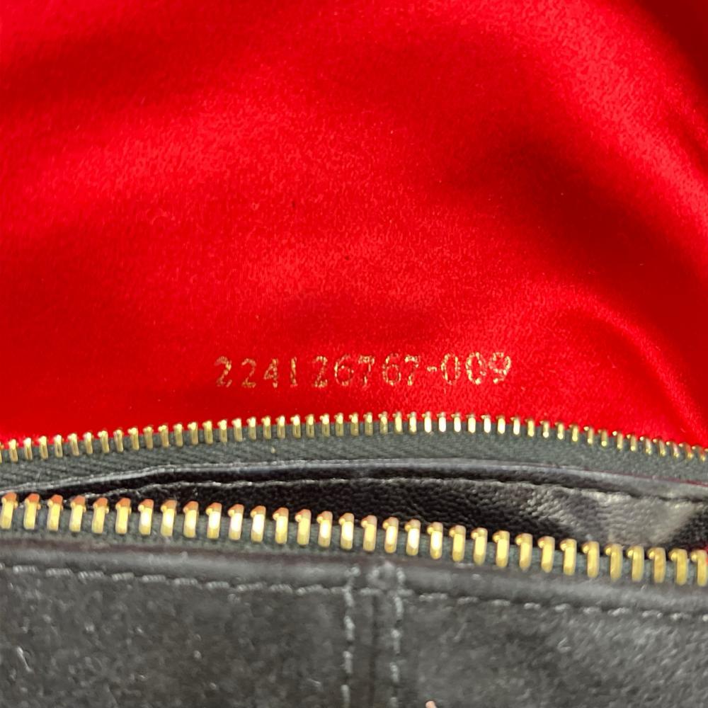 FENDI フェンディ ショルダーバッグ マンマバケット ロゴ金具 スウェード レザー ブラック 黒 レッド 赤 ゴールド金具 レディース【中古品】