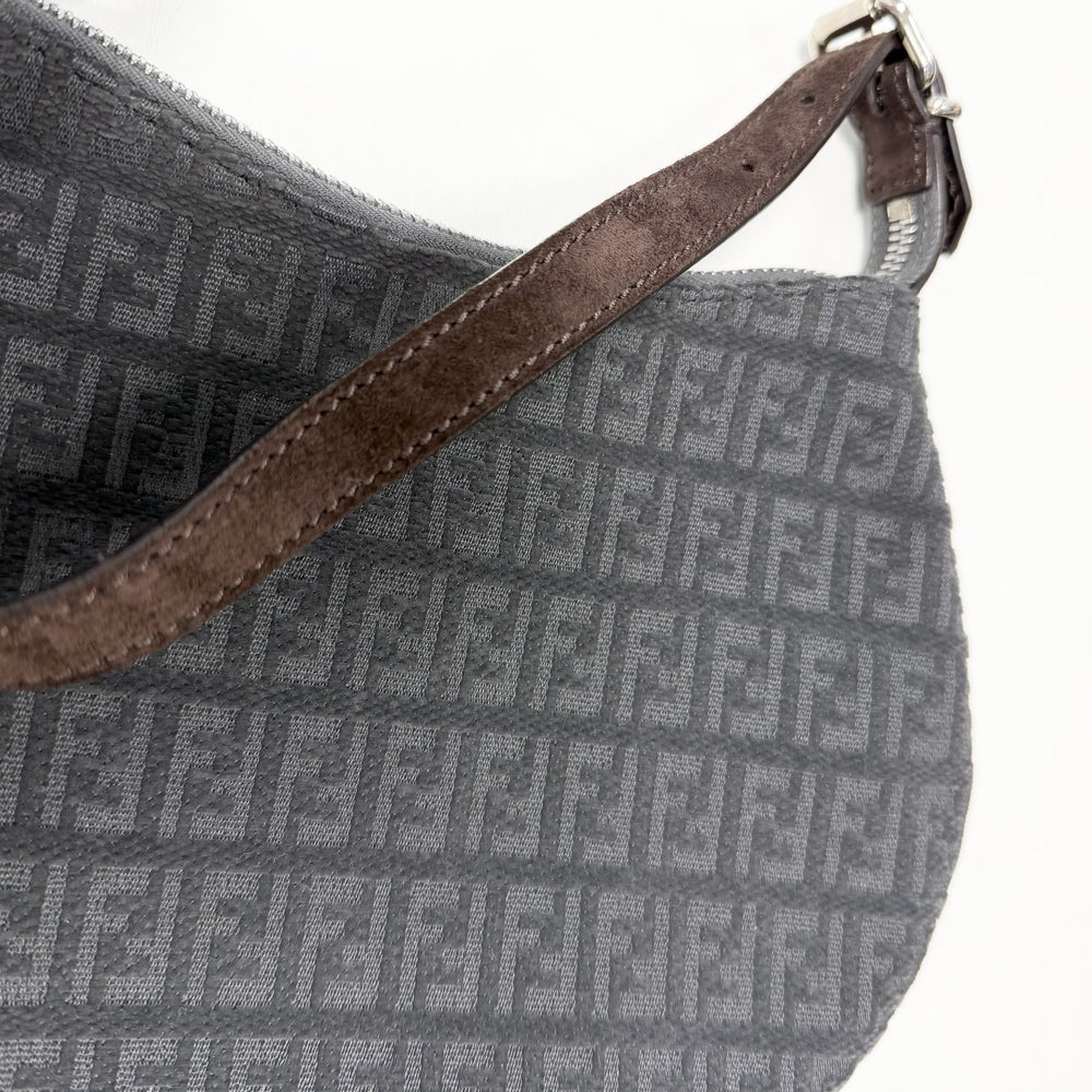 FENDI フェンディ ハンドバッグ ズッキーノ ミニバッグ 8BR248 ベロア グレー ブラウン 茶 シルバー金具 レディース【中古品】