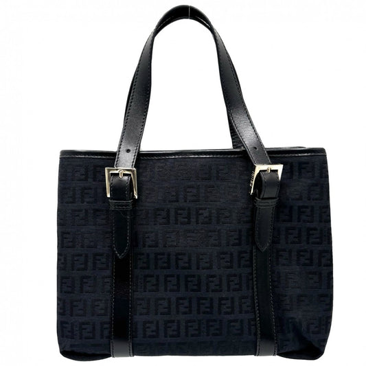 FENDI フェンディ ハンドバッグ ズッキーノ トートバッグ 鞄 かばん 8BH237 キャンバス レザー ブラック 黒 ゴールド金具 レディース【中古品】