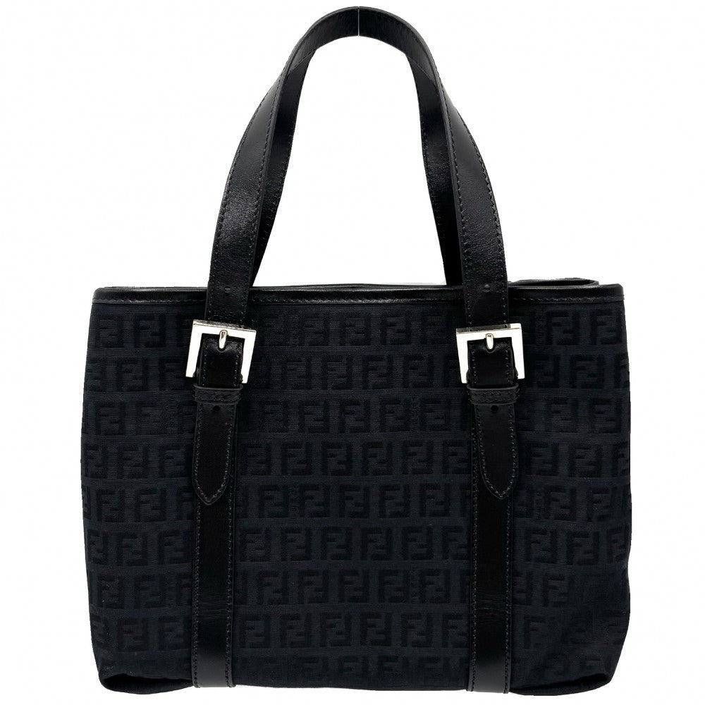 FENDI フェンディ ハンドバッグ ズッキーノ トートバッグ 鞄 かばん 8BH237 キャンバス レザー ブラック 黒 ゴールド金具 レディース【中古品】