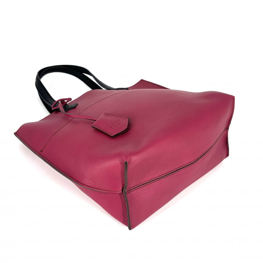 FENDI フェンディ トートバッグ ハンドバッグ 鞄 かばん 8BH262 レザー ピンクパープル ブラック 黒 シルバー金具 レディース【中古品】