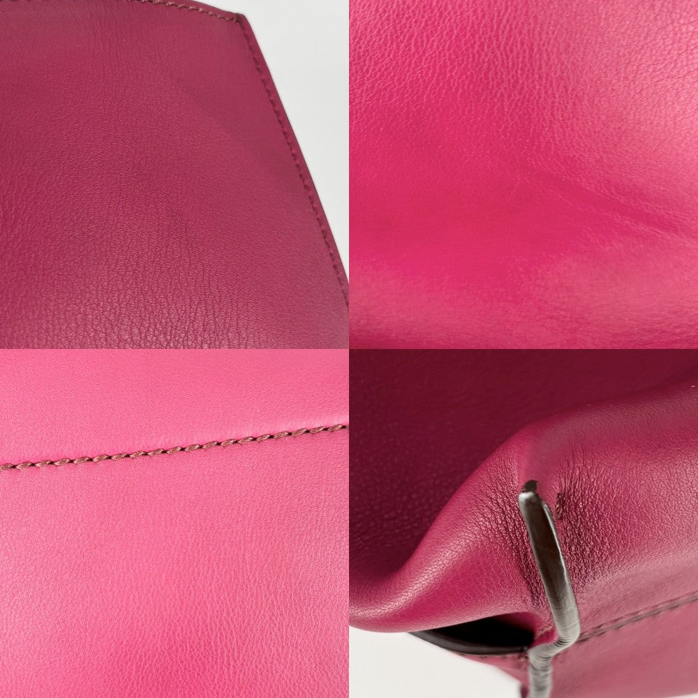 FENDI フェンディ トートバッグ ハンドバッグ 鞄 かばん 8BH262 レザー ピンクパープル ブラック 黒 シルバー金具 レディース【中古品】