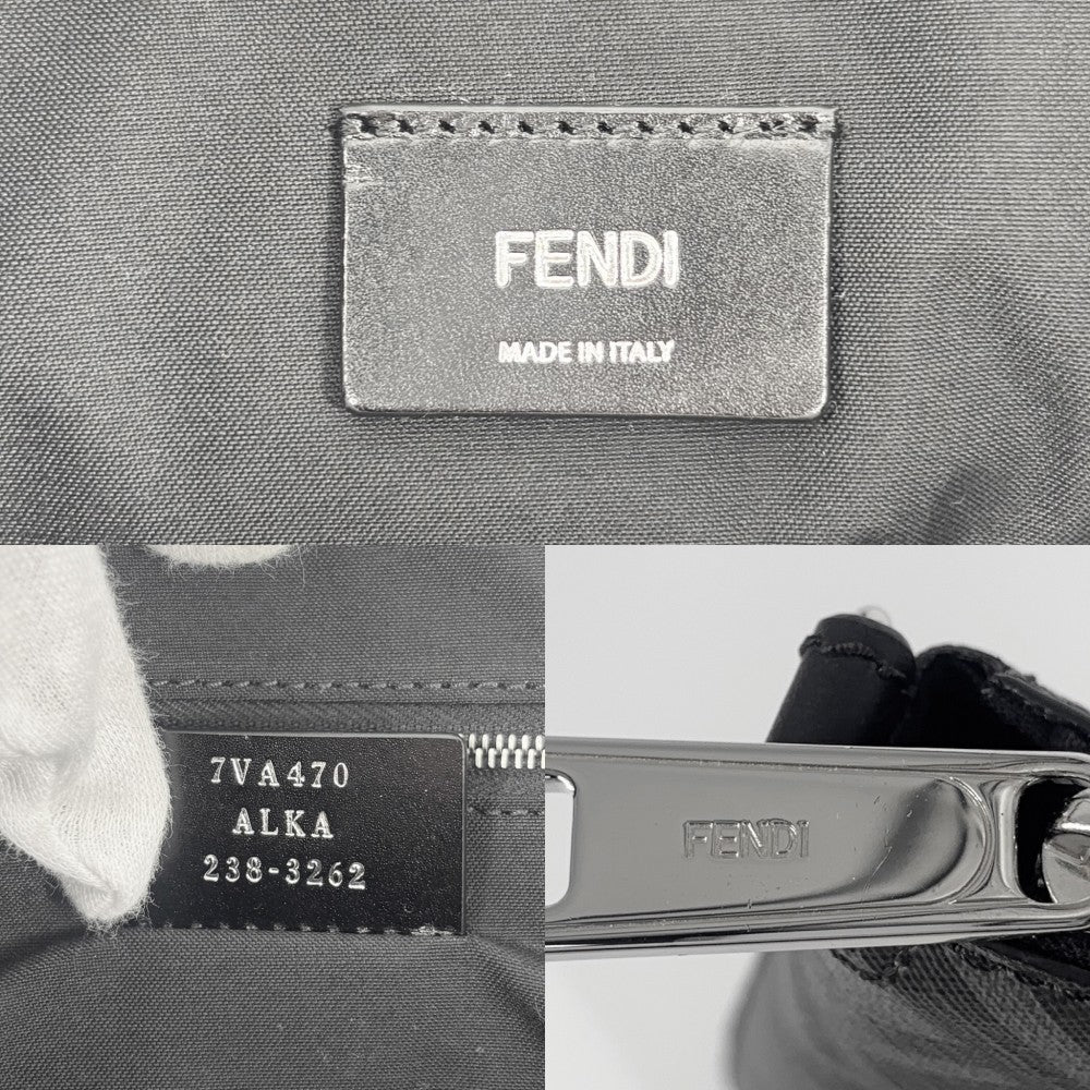 FENDI フェンディ ショルダーバッグ ダイアゴナルメッセンジャーバッグ FF セカンドバッグ 2WAY 7VA470 レザー グレー イエロー シルバー金具 メンズ【中古品】