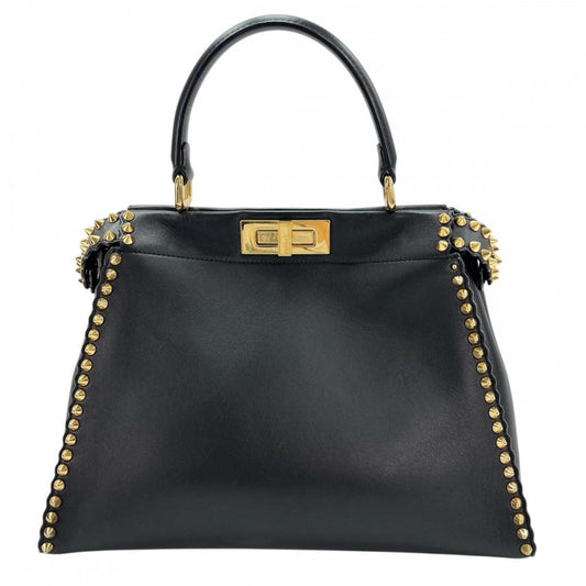 FENDI フェンディ ハンドバッグ ピーカブー レギュラー スタッズ 8BN290 ブラック 黒 ゴールド金具 レディース【中古品】