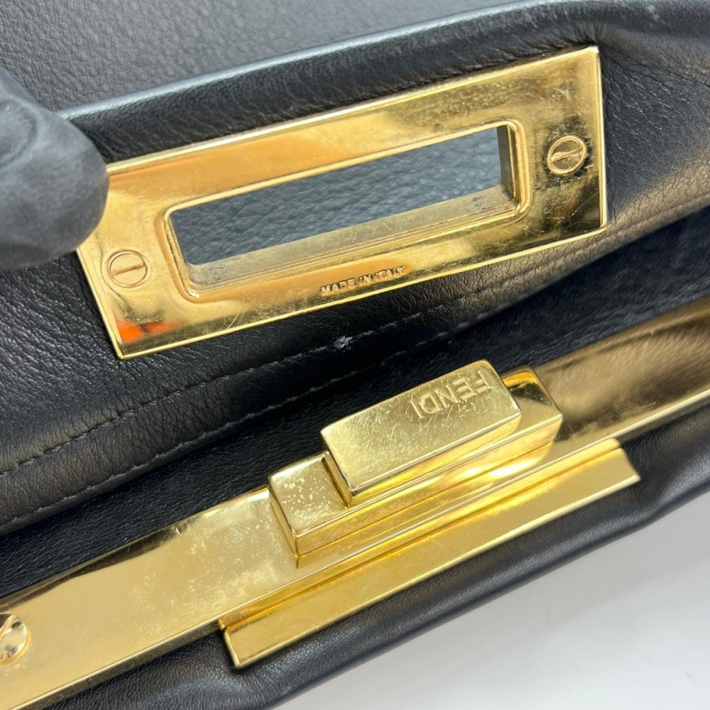 FENDI フェンディ ハンドバッグ ピーカブー レギュラー スタッズ 8BN290 ブラック 黒 ゴールド金具 レディース【中古品】