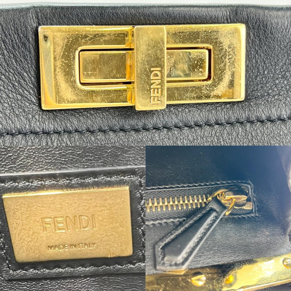 FENDI フェンディ ハンドバッグ ピーカブー レギュラー スタッズ 8BN290 ブラック 黒 ゴールド金具 レディース【中古品】