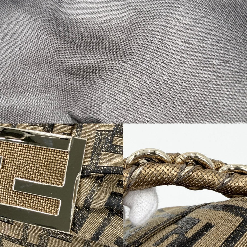 FENDI フェンディ ハンドバッグ ミア ズッカ マンマバケット Mamma Bucket 8BR614 キャンバス レザー ゴールド ゴールド金具 レディース【中古品】