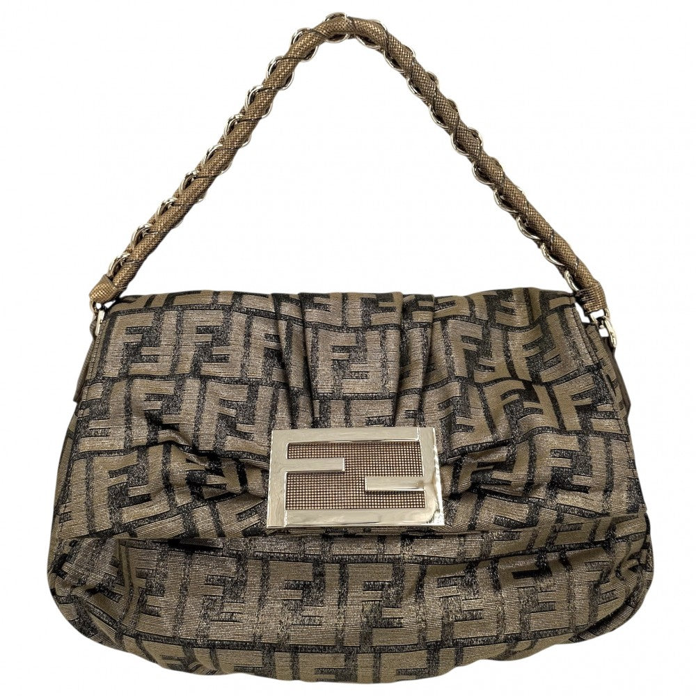 FENDI フェンディ ハンドバッグ ミア ズッカ マンマバケット Mamma Bucket 8BR614 キャンバス レザー ゴールド ゴールド金具 レディース【中古品】