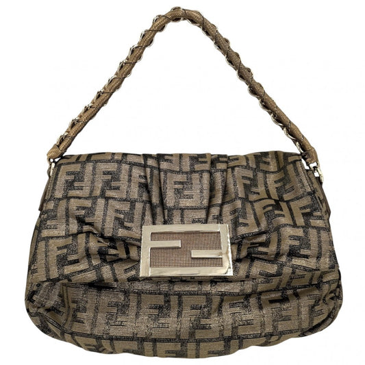 FENDI フェンディ ハンドバッグ ミア ズッカ マンマバケット Mamma Bucket 8BR614 キャンバス レザー ゴールド ゴールド金具 レディース【中古品】