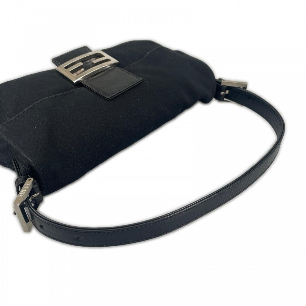 FENDI フェンディ ハンドバッグ ﾏﾝﾏﾊﾞｹｯﾄ サテン ブラック 黒 シルバー金具 レディース【中古品】