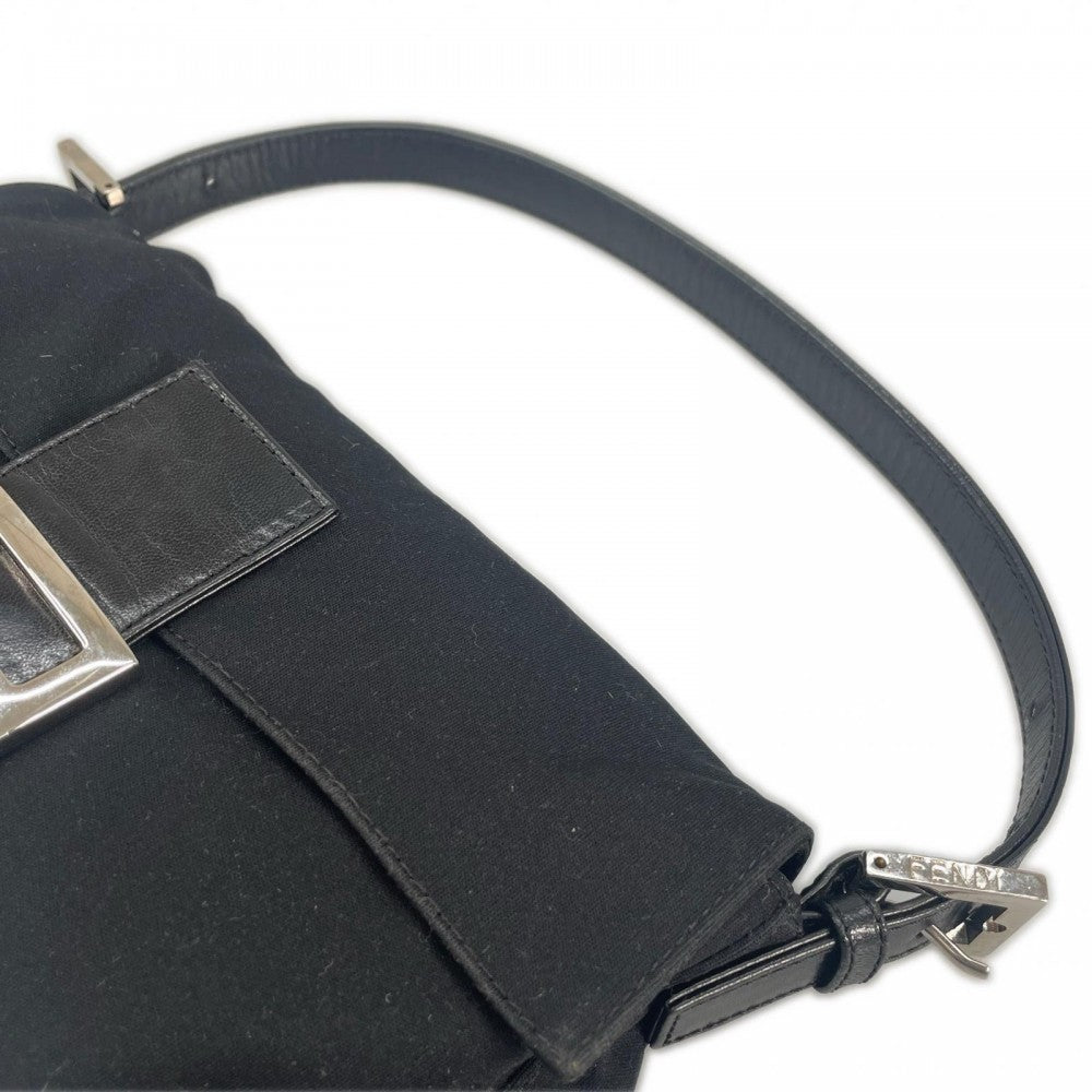 FENDI フェンディ ハンドバッグ ﾏﾝﾏﾊﾞｹｯﾄ サテン ブラック 黒 シルバー金具 レディース【中古品】