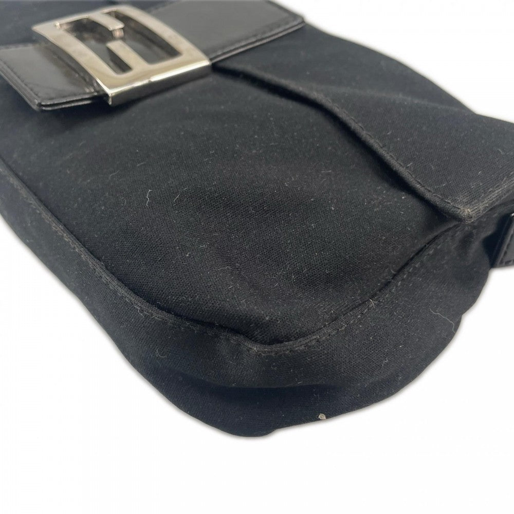 FENDI フェンディ ハンドバッグ ﾏﾝﾏﾊﾞｹｯﾄ サテン ブラック 黒 シルバー金具 レディース【中古品】