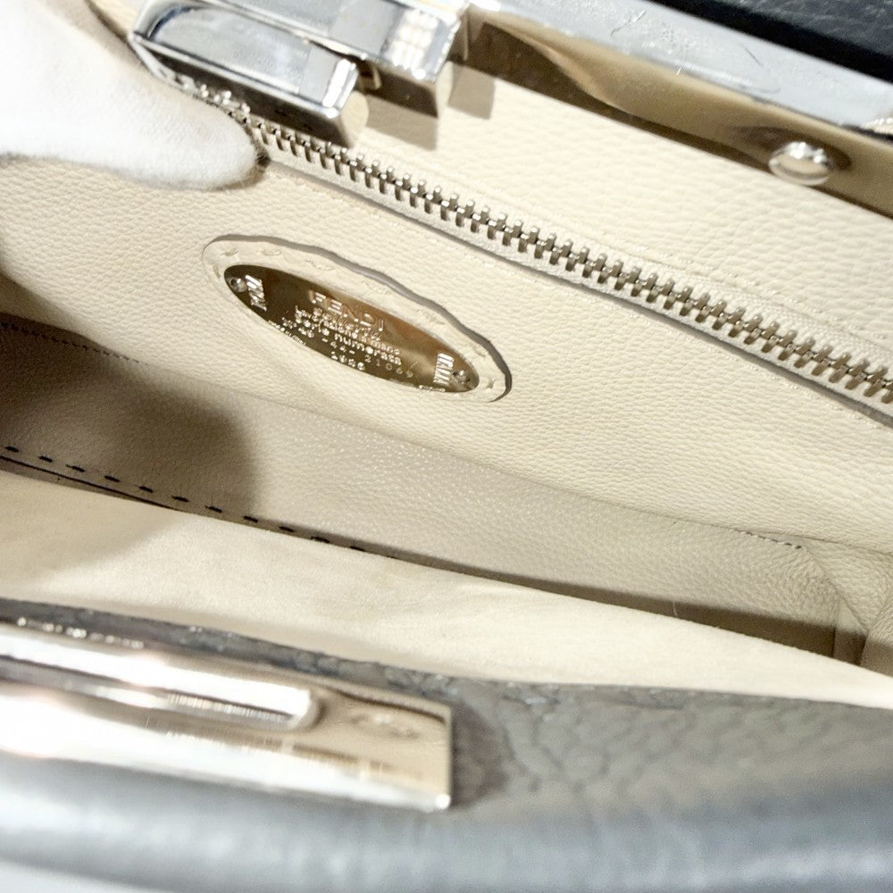 FENDI フェンディ 2WAY ピーカブー レギュラー ハンドバッグ ショルダーバッグ セレリア 8BN290 レザー グレー シルバー金具 レディース【中古品】