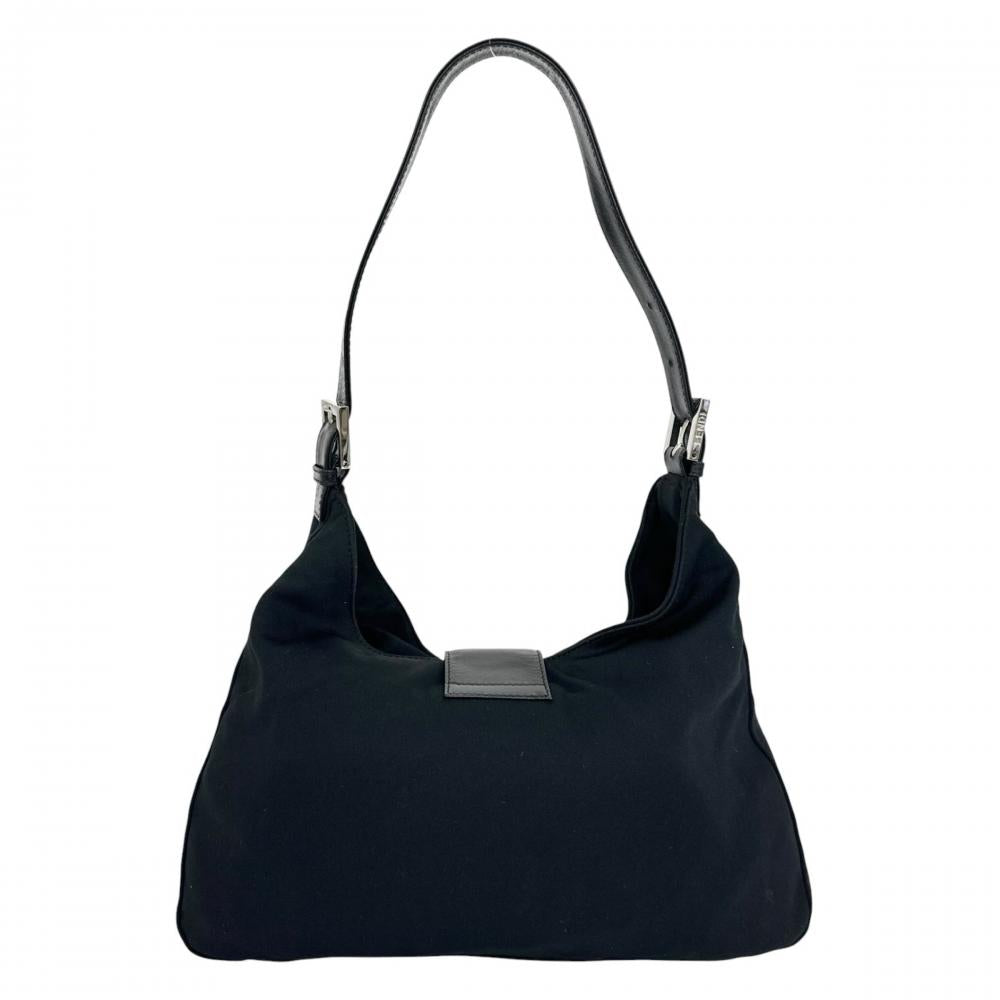 FENDI フェンディ ショルダーバッグ マンマバゲット ワンショルダー FFロゴ 2348-26569008 コットンジャージー ブラック 黒 シルバー金具 レディース【中古品】