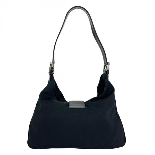 FENDI フェンディ ショルダーバッグ マンマバゲット ワンショルダー FFロゴ 2348-26569008 コットンジャージー ブラック 黒 シルバー金具 レディース【中古品】