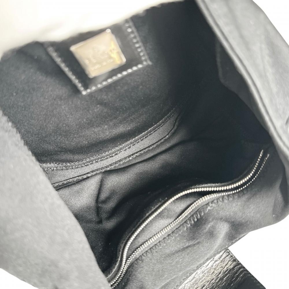 FENDI フェンディ ショルダーバッグ マンマバゲット ワンショルダー FFロゴ 2348-26569008 コットンジャージー ブラック 黒 シルバー金具 レディース【中古品】