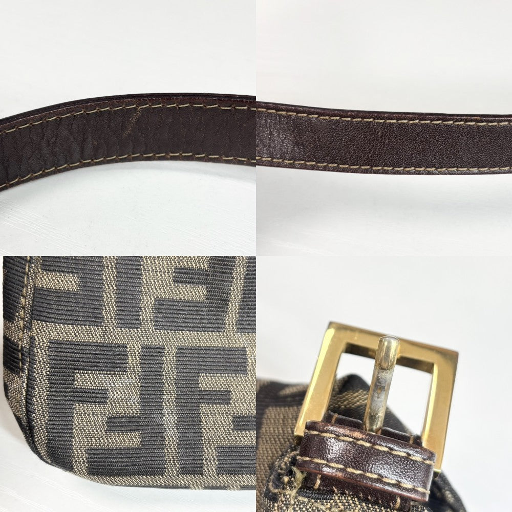 FENDI フェンディ ショルダーバッグ ズッカ マンマバケット ワンショルダー Mamma Bucket キャンバス レザー ブラウン 茶 ゴールド金具 レディース【中古品】