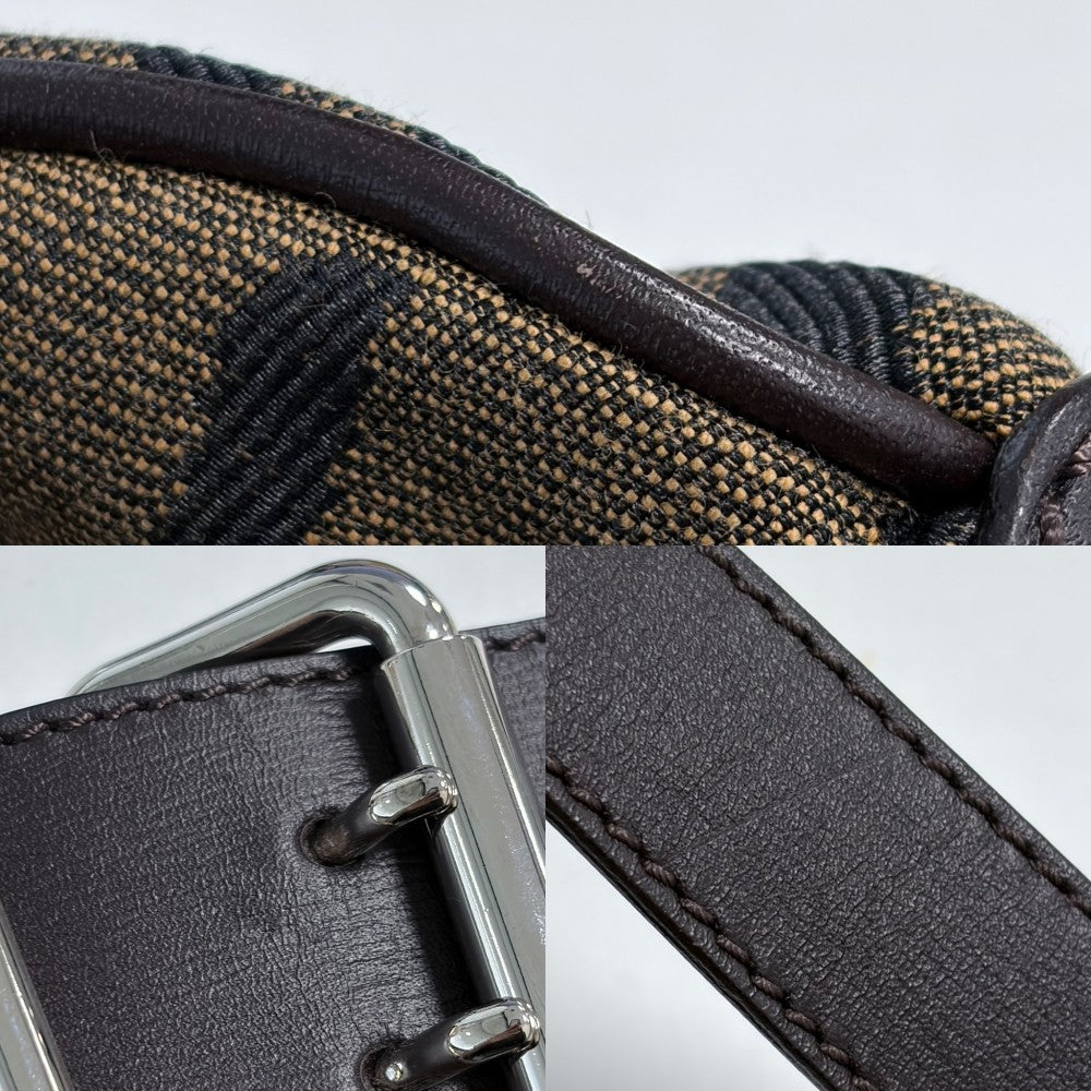 FENDI フェンディ ハンドバッグ セミショルダーバッグ レザー ナイロンキャンバス ブラウン 茶 シルバー金具 レディース【中古品】