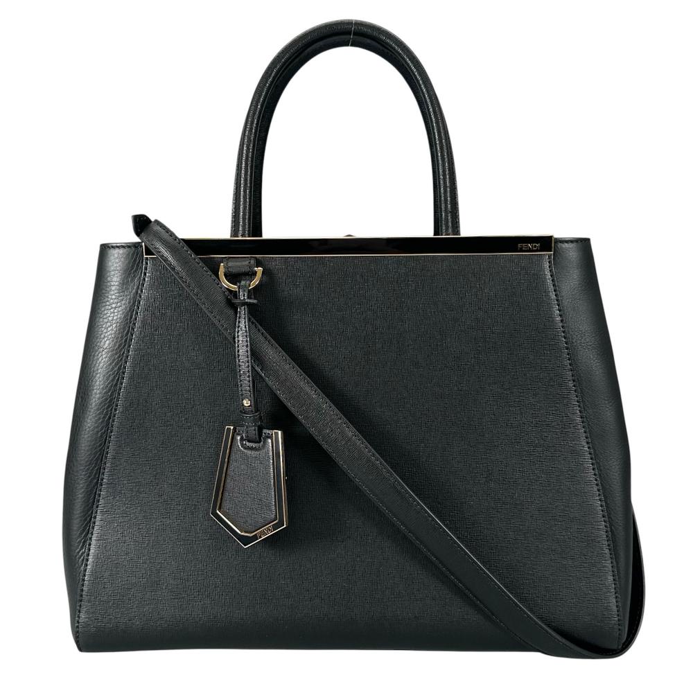 FENDI フェンディ ハンドバッグ プチ トゥージュール 2WAY カーフ ブラック 黒 ゴールド金具 レディース【中古品】