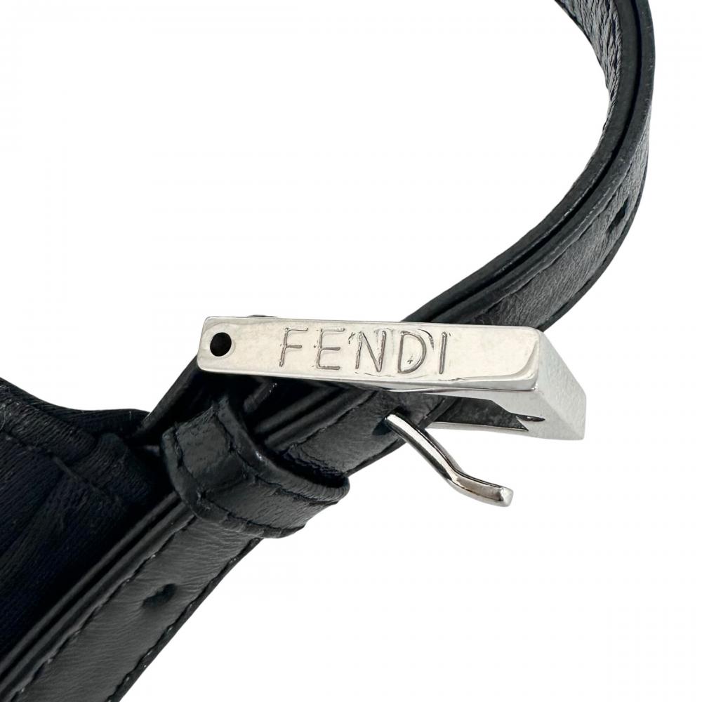 FENDI フェンディ ショルダーバッグ マンマバゲット ワンショルダー FFロゴ 26569 コットンジャージー ブラック 黒 シルバー金具 レディース【中古品】