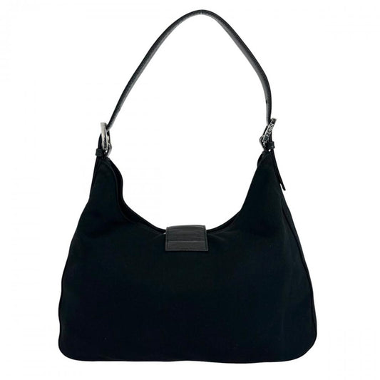 FENDI フェンディ ショルダーバッグ マンマバゲット ワンショルダー FFロゴ 26569 コットンジャージー ブラック 黒 シルバー金具 レディース【中古品】