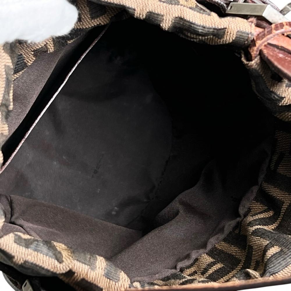 FENDI フェンディ ハンドバッグ ズッカ バケット 巾着型 16325 キャンバス レザー ブラウン 茶 シルバー金具 レディース【中古品】