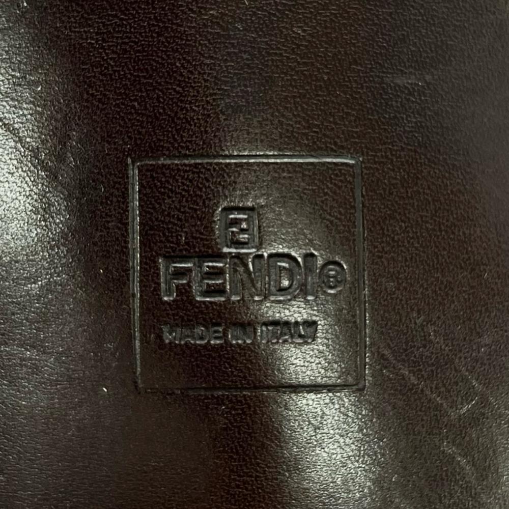 FENDI フェンディ ハンドバッグ ズッカ バケット 巾着型 16325 キャンバス レザー ブラウン 茶 シルバー金具 レディース【中古品】