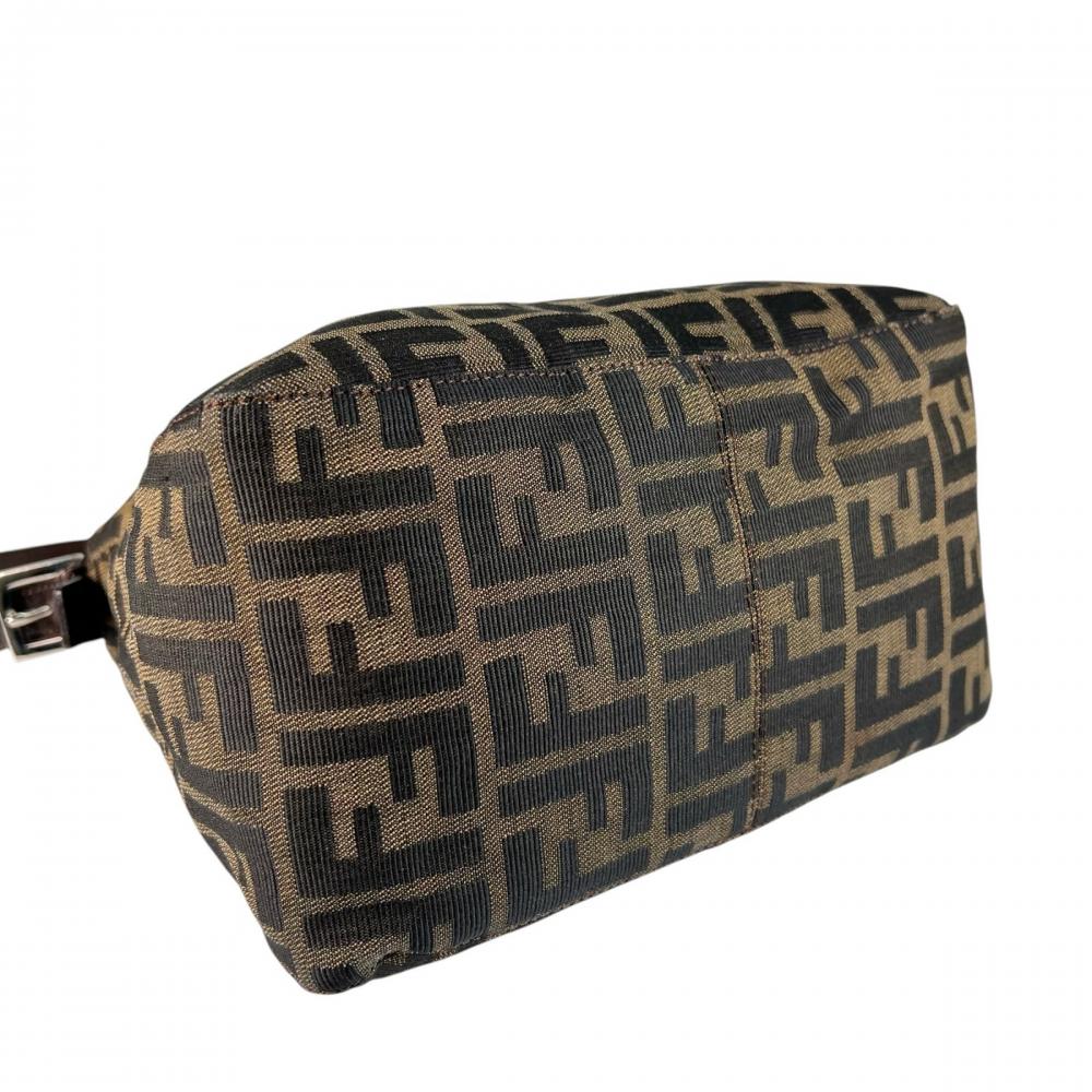 FENDI フェンディ ショルダーバッグ ズッカ ロゴ金具 キャンバス ブラウン 茶 シルバー金具 レディース【中古品】