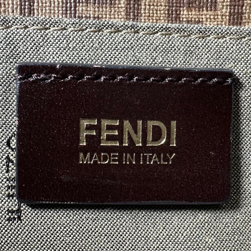 FENDI フェンディ ハンドバッグ ズッキーノ ダブルレザーハンドル 8BH237 PVCコーティングキャンバス ブラウン 茶 ゴールド金具 レディース【中古品】
