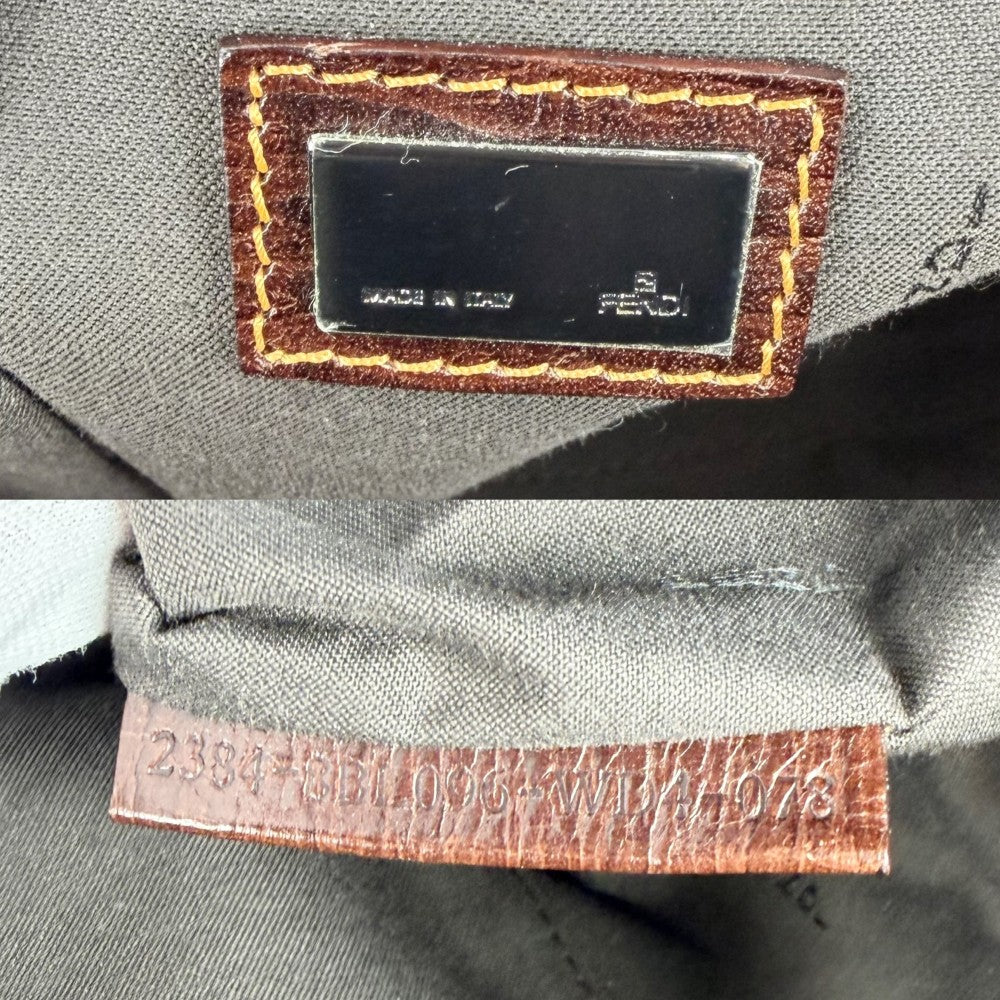 FENDI フェンディ ハンドバッグ ズッカ トートバッグ 8BL096 キャンバス レザー ブラウン 茶 ブラック金具 レディース【中古品】