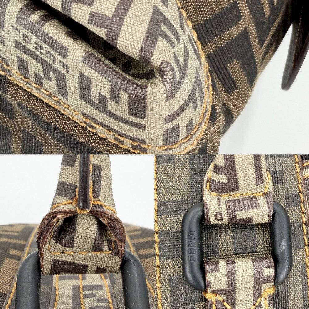 FENDI フェンディ ハンドバッグ ズッカ トートバッグ 8BL096 キャンバス レザー ブラウン 茶 ブラック金具 レディース【中古品】