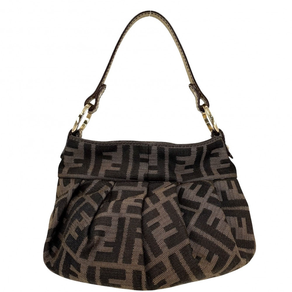 FENDI フェンディ ハンドバッグ ズッカ ミニバッグ 8BK044 キャンバス レザー ブラウン 茶 ゴールド金具 レディース【中古品】