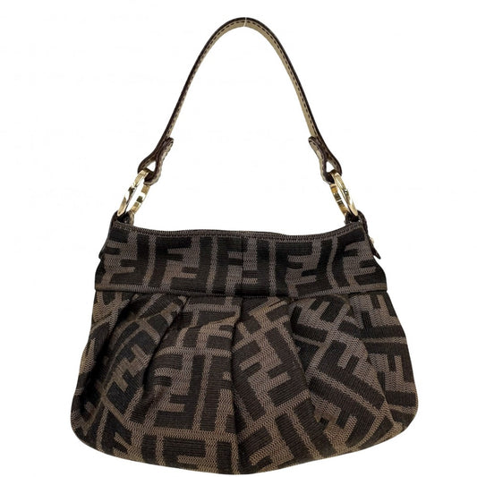 FENDI フェンディ ハンドバッグ ズッカ ミニバッグ 8BK044 キャンバス レザー ブラウン 茶 ゴールド金具 レディース【中古品】