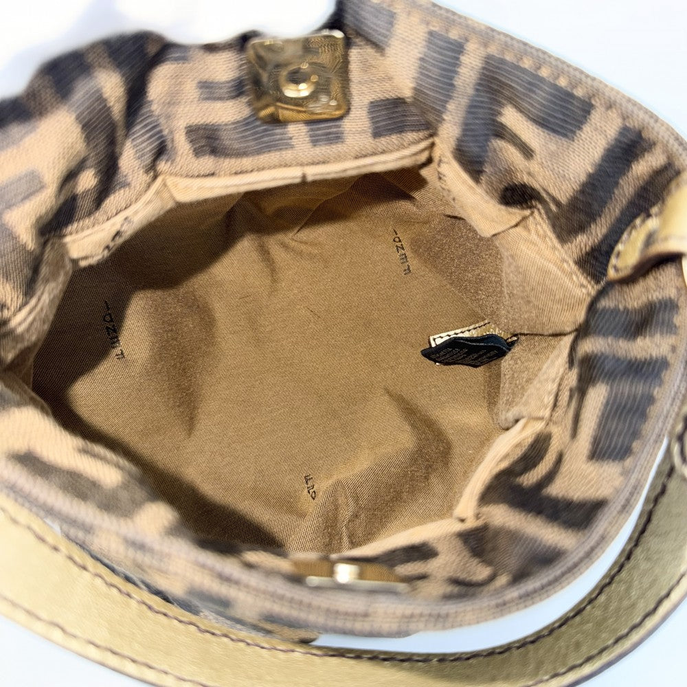 FENDI フェンディ ハンドバッグ ズッカ ミニバッグ 8BK044 キャンバス レザー ブラウン 茶 ゴールド金具 レディース【中古品】