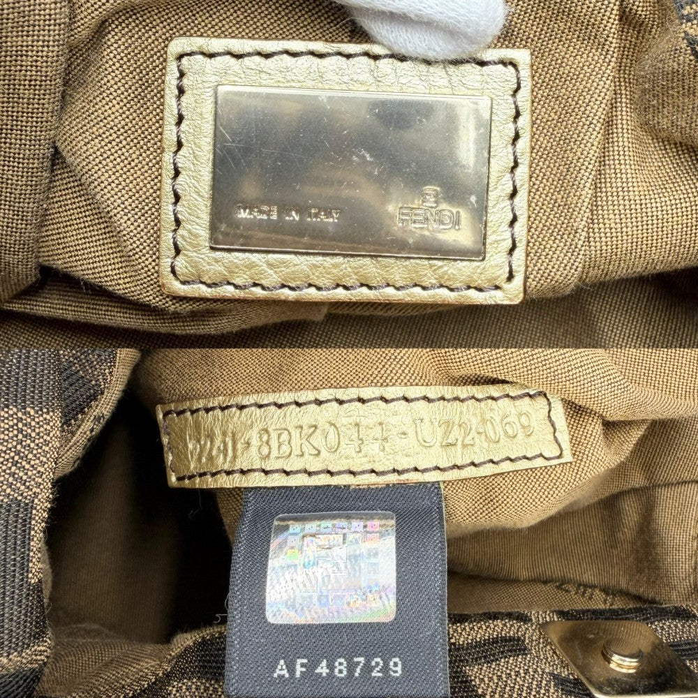 FENDI フェンディ ハンドバッグ ズッカ ミニバッグ 8BK044 キャンバス レザー ブラウン 茶 ゴールド金具 レディース【中古品】