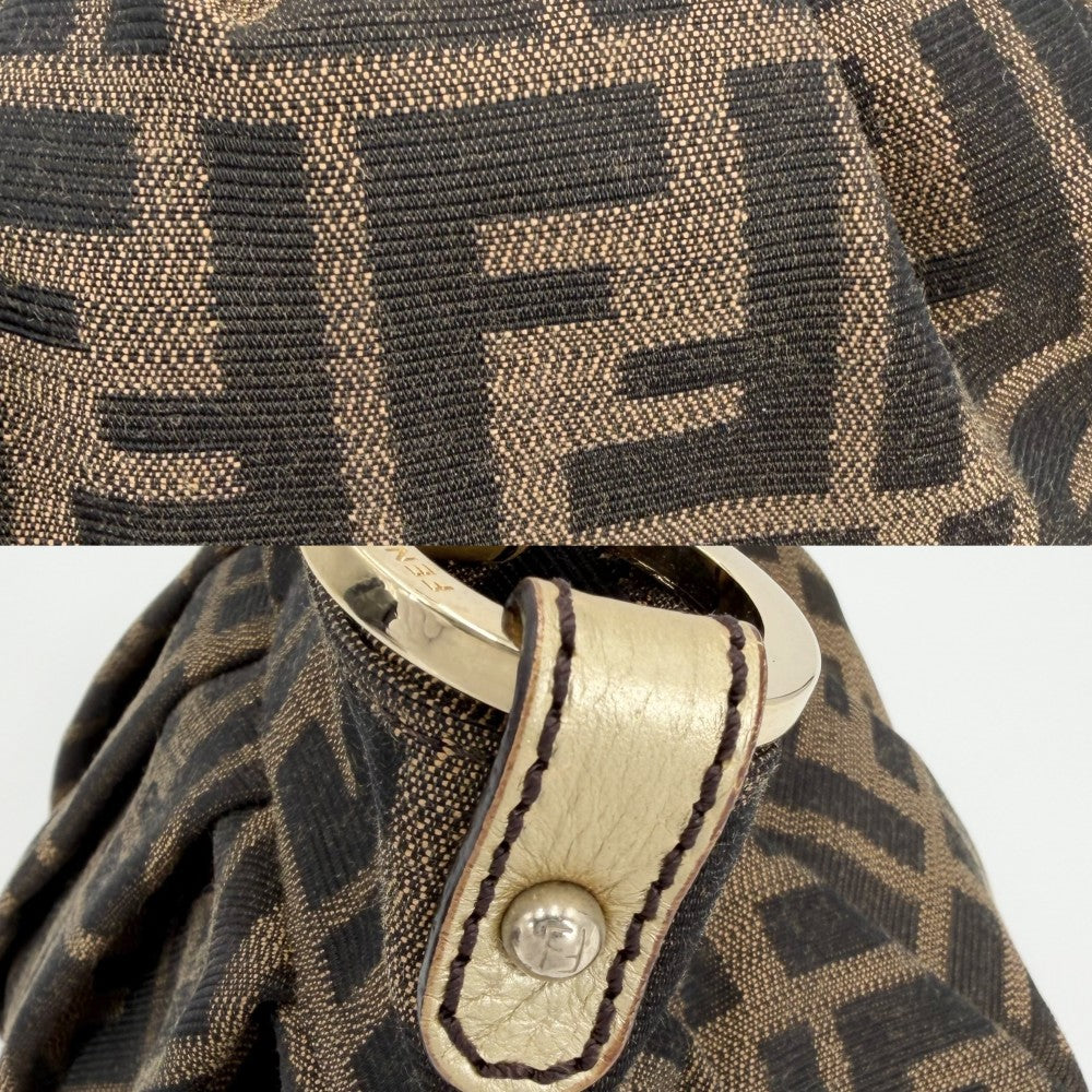 FENDI フェンディ ハンドバッグ ズッカ ミニバッグ 8BK044 キャンバス レザー ブラウン 茶 ゴールド金具 レディース【中古品】