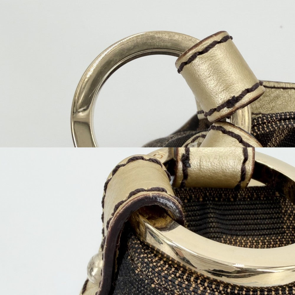 FENDI フェンディ ハンドバッグ ズッカ ミニバッグ 8BK044 キャンバス レザー ブラウン 茶 ゴールド金具 レディース【中古品】