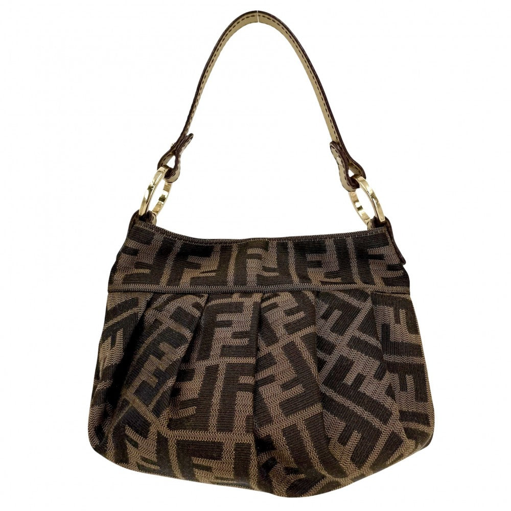 FENDI フェンディ ハンドバッグ ズッカ ミニバッグ 8BK044 キャンバス レザー ブラウン 茶 ゴールド金具 レディース【中古品】