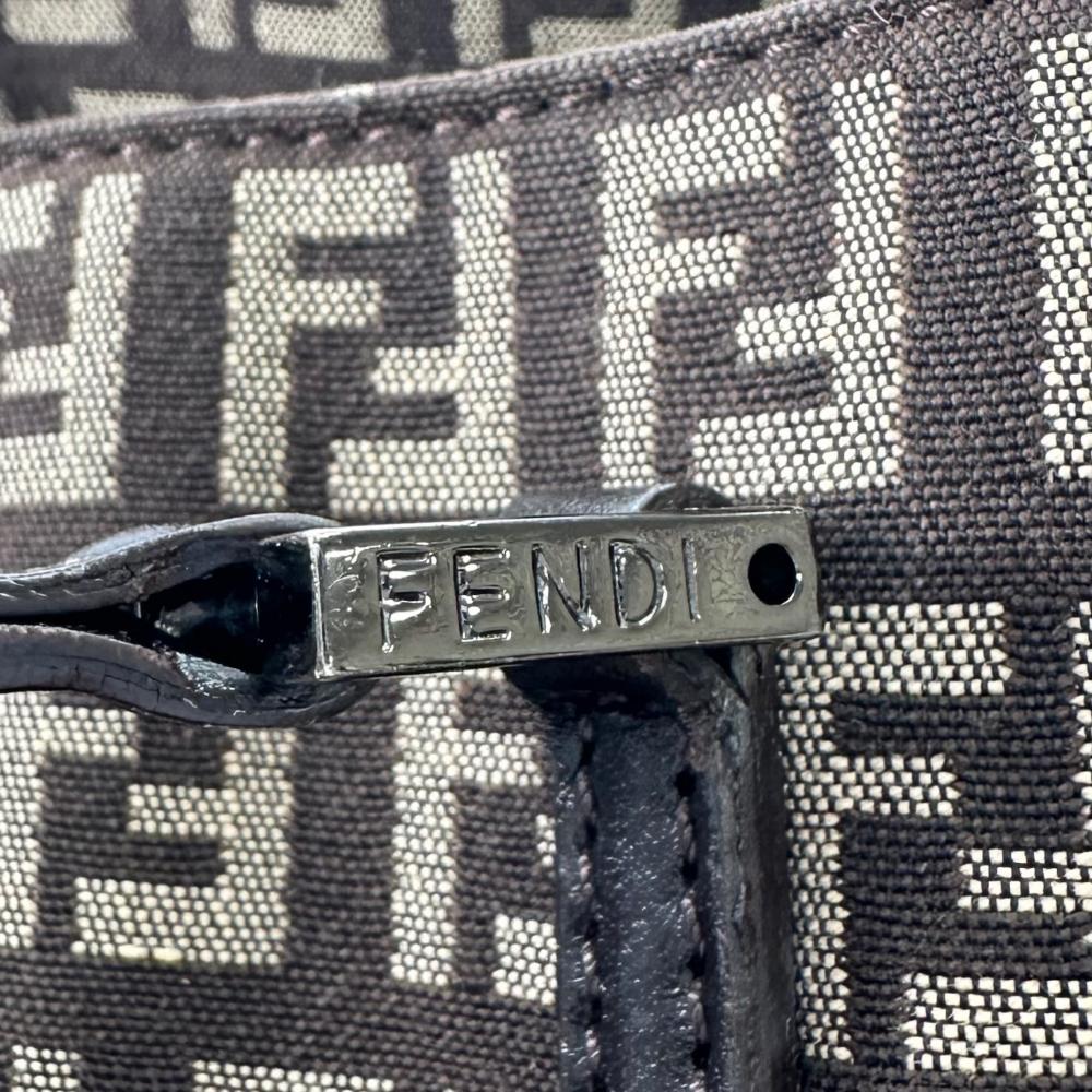 FENDI フェンディ ハンドバッグ ズッキーノ トートバッグ 8BH132 キャンバス レザー ブラウン 茶 シルバー金具 レディース【中古品】